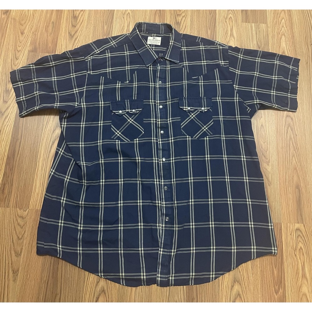 Dee Cee Shirt Mens Extra Large Western Pearl Snap Plaid USA 70s Vintage